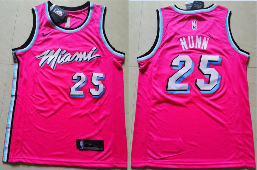 Men Miami Heat #25 Nunn Pink Nike Game NBA Jerseys